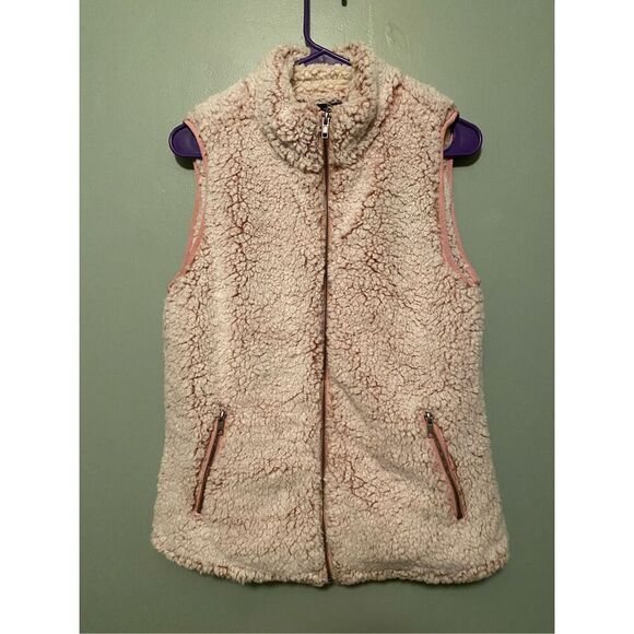 Love Tree White And Pink Fuzzy Teddy Sherpa Faux Fur Size Small - Picture 1 of 5